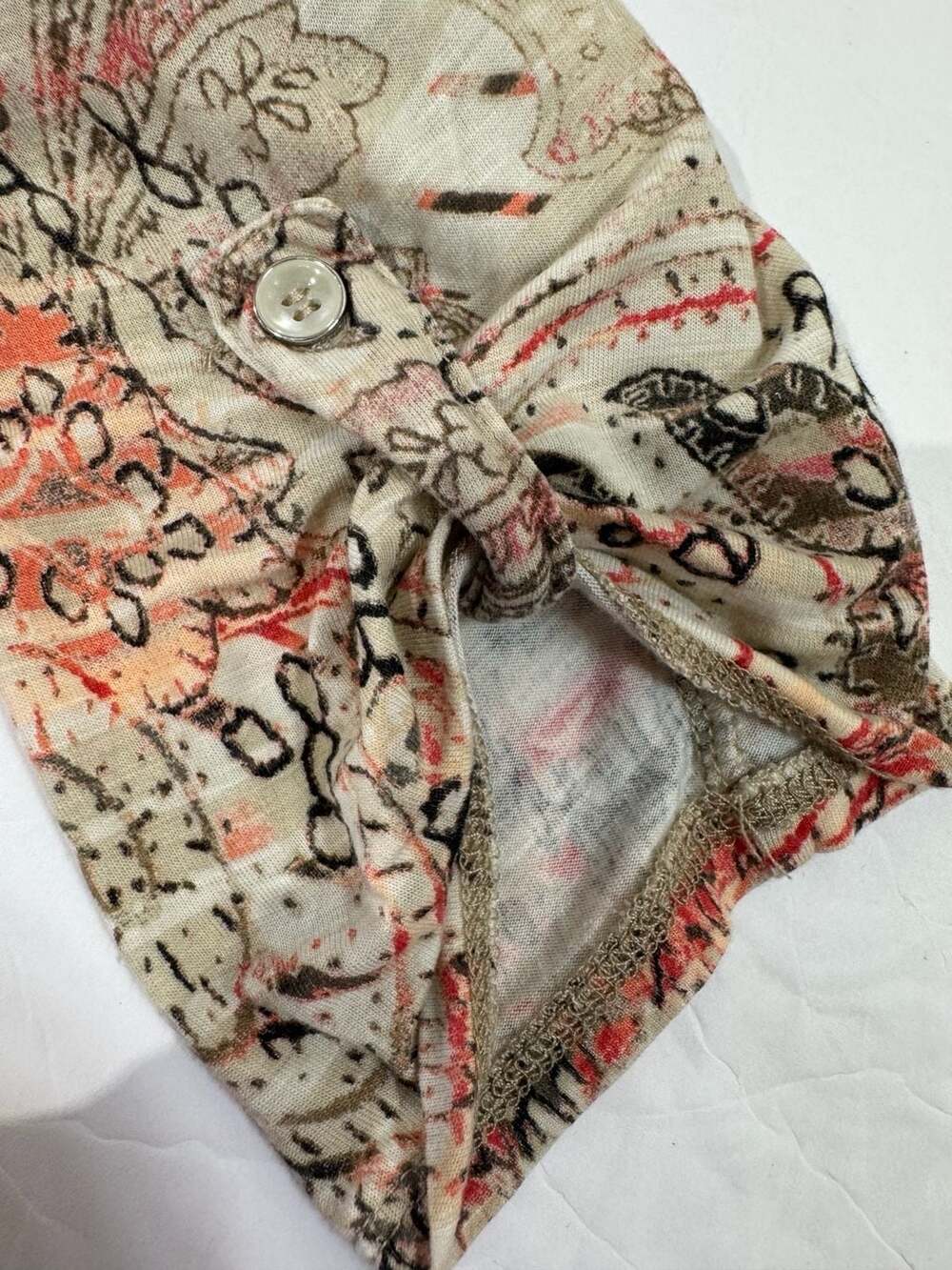 Chico's Size 1 Paisley Print Tie-Front Long Sleeve Top Medium - Picture 7 of 7